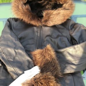 Fur edged Wilson’s leather jacket faux fur lined